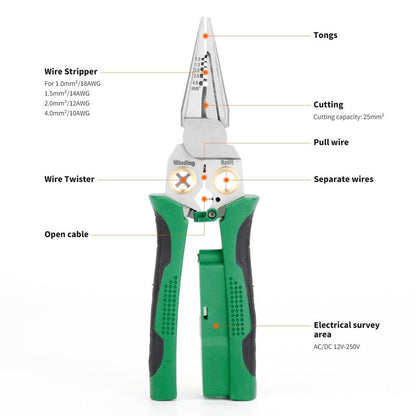 Picklepal™ 8-in-1 Wire Stripper Twister & Voltage Tester Pliers